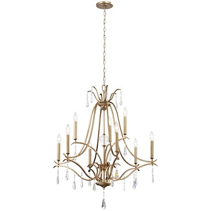 Laurel Estate - Chandelier 9 Light Brio Gold in Traditional Style - 37.5 inches tall by 31.5 inches wide - 539152