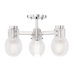 Jenna-3 Light Semi-Flush Mount in Modern Style-16 Inches Wide by 10 Inches High - 1013482