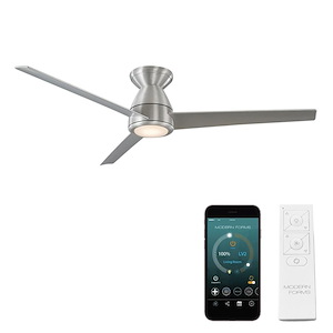 Tip Top-52 Inch 3-Blade Flush Mount Ceiling Fan with Light Kit and Remote Control in Contemporary Style-10.31 Inches High - 970405