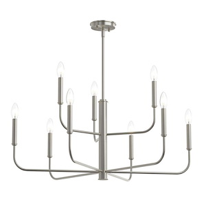 Reines - 9 Light 2-Tier Linear Chandelier-20 Inch Tall and 32 Inch Wide - 1428484