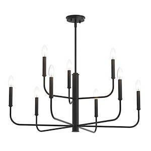 Reines - 9 Light 2-Tier Linear Chandelier-20 Inch Tall and 32 Inch Wide - 1428484