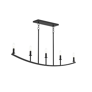 Jheni - 5 Light Linear Chandelier-13 Inch Tall and 45 Inch Length - 1428495