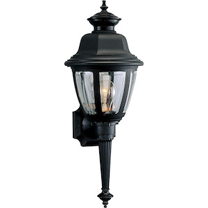 Non-Metallic Incandescent - Outdoor Light - 1 Light - Curved Panels Shade in Traditional style - 8 Inches wide by 21 Inches high - 118829