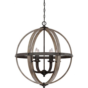 Fusion Chandelier 6 Light Steel/Wood - 28.5 Inches high - 618772