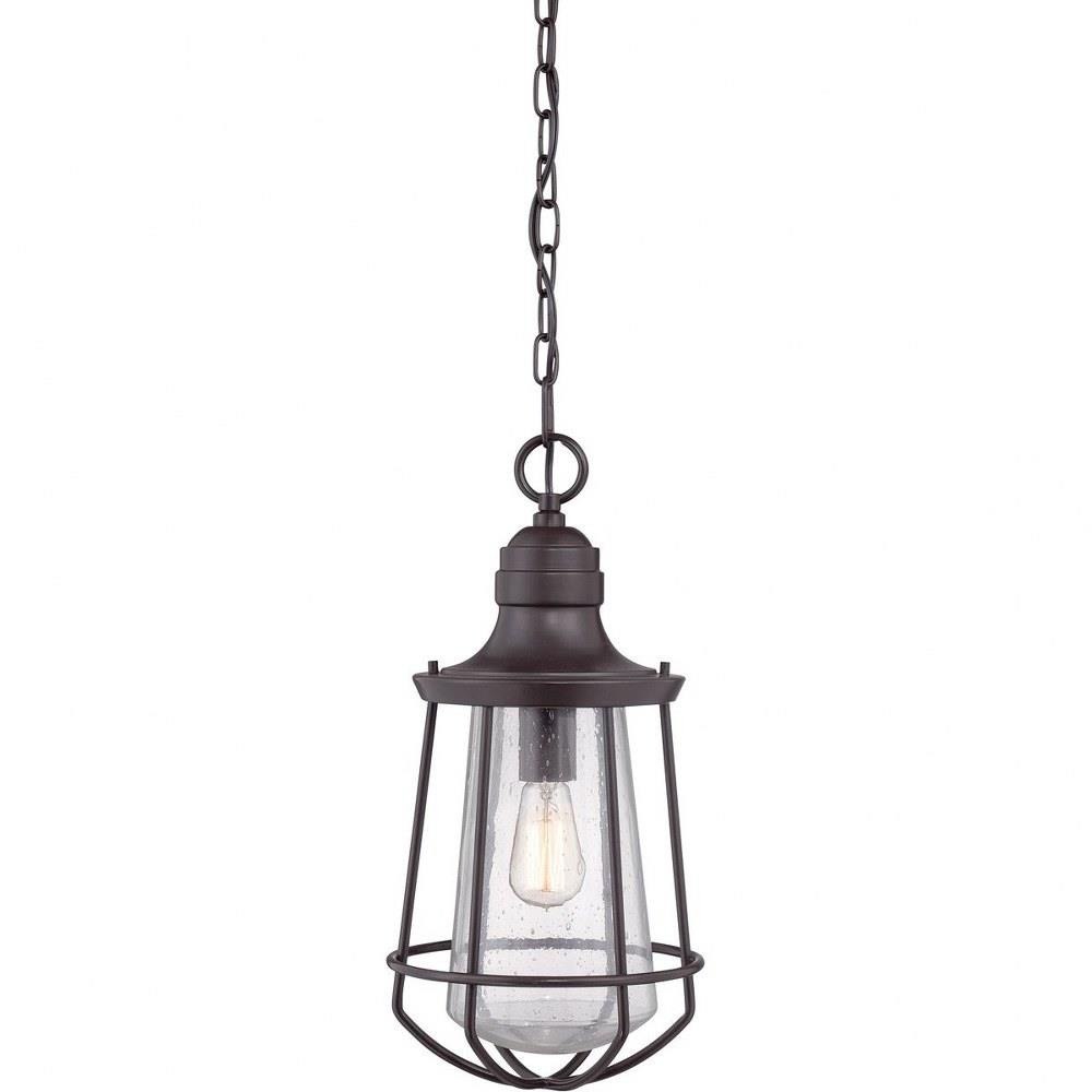 Quoizel Marine Western Bronze Transitional Seeded Glass Lantern Pendant Light