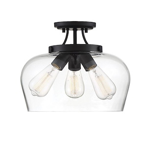3 Light Semi-Flush Mount-Transitional Style with Contemporary and Bohemian Inspirations-11 inches tall by 13 inches wide - 1025255