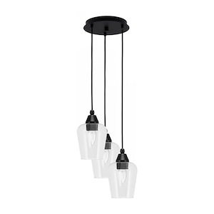 Array - 3 Light Cord Hung Cluster Pendalier-10.25 Inche Tall and 10.5 Inches Wide - 1335222