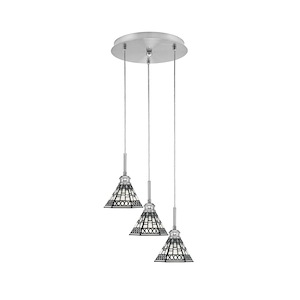 Array - 3 Light Cord Hung Cluster Pendalier-11 Inche Tall and 12.75 Inches Wide - 1335194