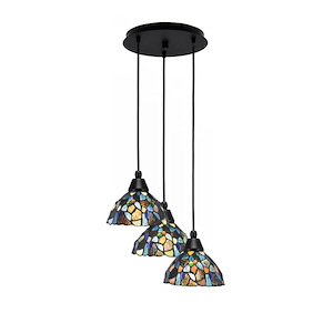 Array - 3 Light Cord Hung Cluster Pendalier-7.75 Inche Tall and 14.25 Inches Wide - 1335200