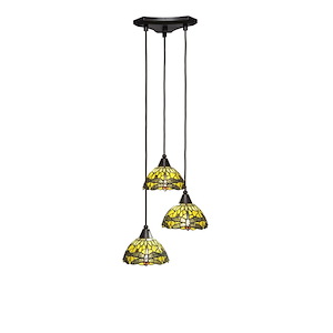 Europa - 3 Light Cluster Pendalier-6.5 Inches Tall and 10 Inches Wide - 466409