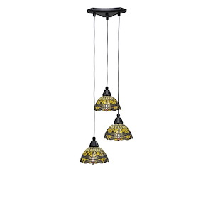 Europa - 3 Light Cluster Pendalier-7 Inches Tall and 14 Inches Wide - 1218678