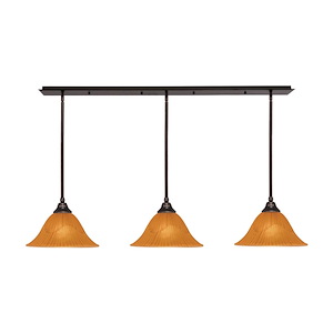 Any - 3 Light Linear Pendalier-9 Inches Tall and 14 Inches Wide - 476828