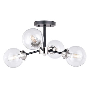 Orbit 4-Light Semi-Flush Mount in Industrial and Sputnik Style 10.5 Inches Tall and 20 Inches Wide - 588735
