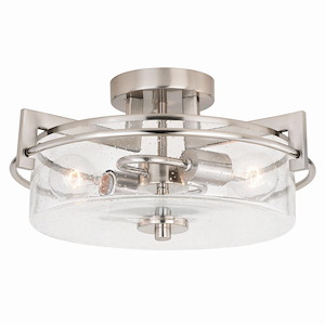 Addison 2-Light Semi-Flush Mount in Industrial and Drum Style 8 Inches Tall and 15 Inches Wide - 707875
