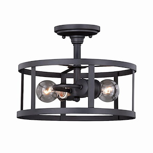 Akron 2-Light Semi-Flush Mount in Farmhouse and Cage Style 9.5 Inches Tall and 12 Inches Wide - 728159