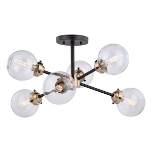 Orbit 6-Light Semi-Flush Mount in Industrial and Sputnik Style 12.25 Inches Tall and 25 Inches Wide - 588736