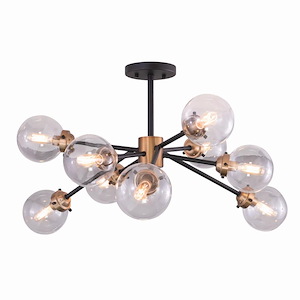 Orbit 9-Light Semi-Flush Mount in Industrial and Sputnik Style 15.5 Inches Tall and 32 Inches Wide - 1073978