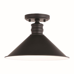 Akron 1-Light Semi-Flush Mount in Industrial and Cone Style 8 Inches Tall and 12 Inches Wide - 1073585