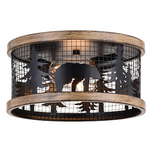 Kodiak - 2 Light Flush Mount In Rustic Style-6 Inches Tall and 12 Inches Wide - 1299038