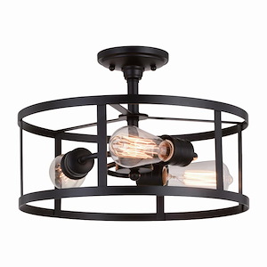 Akron - 3 Light Semi-Flush Mount In Farmhouse Style-10.25 Inches Tall and 15 Inches Wide - 1299040