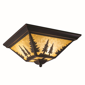 Yosemite 3-Light Flush Mount in Rustic and Square Style 5.75 Inches Tall and 14 Inches Wide - 1333829