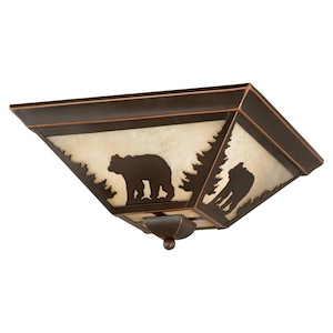 Bozeman 3-Light Flush Mount in Rustic and Square Style 5.75 Inches Tall and 14 Inches Wide - 1333989