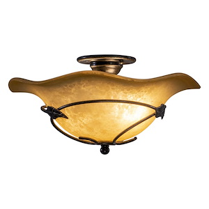 Vine 2-Light Semi-Flush Mount in Rustic and Bowl Style 7.5 Inches Tall and 15 Inches Wide - 1333962