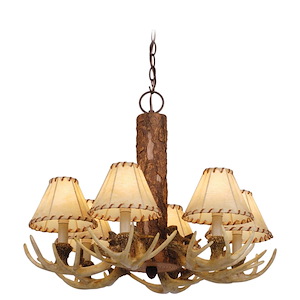 Lodge 6-Light Chandelier in Rustic and Shaded Style 18 Inches Tall and 22 Inches Wide - 1219451