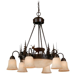 Bryce 9-Light Chandelier in Rustic and Shaded Style 27 Inches Tall and 28.5 Inches Wide - 1333990