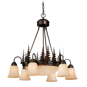 Yosemite 9-Light Chandelier in Rustic and Bowl Style 27 Inches Tall and 28.5 Inches Wide - 1333830