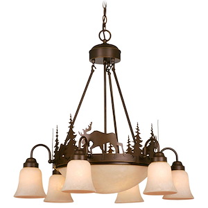 Yellowstone 9-Light Chandelier in Rustic and Shaded Style 27 Inches Tall and 28.5 Inches Wide - 1334405