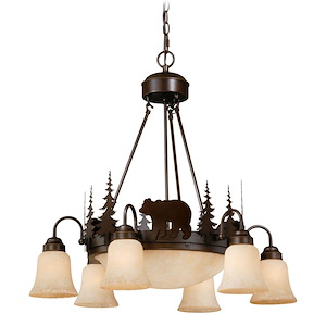 Bozeman 9-Light Chandelier in Rustic and Shaded Style 27 Inches Tall and 28.5 Inches Wide - 1333963