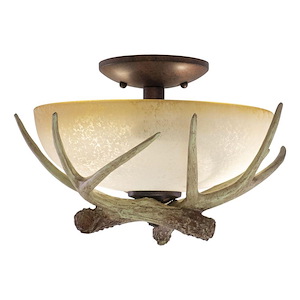 Lodge 2-Light Convertible Light Kit in Rustic and Bowl Style 8.5 Inches Tall and 12.5 Inches Wide - 1334420