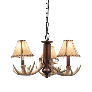 Lodge 3-Light Convertible Light Kit in Rustic and Shaded Style 12 Inches Tall and 19.5 Inches Wide - 1334182