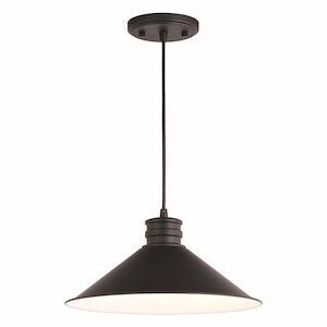 Akron 1-Light Pendant in Industrial and Cone Style 7.25 Inches Tall and 12 Inches Wide - 1073584