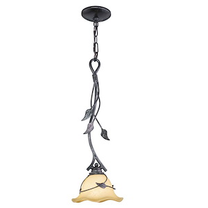 Vine 1-Light Mini Pendant in Rustic and Scalloped Bell Style 22 Inches Tall and 7.5 Inches Wide - 1333894