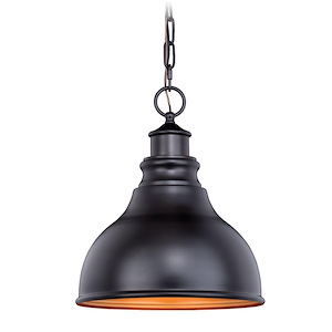 Delano 1-Light Outdoor Pendant in Farmhouse and Barn Style 13 Inches Tall and 11 Inch Wide - 588760