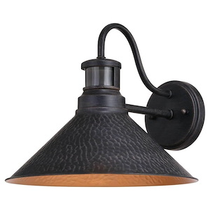 Vaxcel T0669 Outland 1 Light Outdoor Motion Sensor Wall Mount In Farmhouse Style 9.5 Inches Tall and 10 Inches Wide