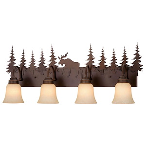Yellowstone 4-Light Bathroom Light in Rustic Style 14 Inches Tall and 33 Inches Wide - 1334187