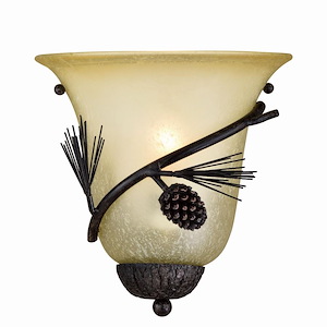 Sierra 1-Light Wall Sconce in Rustic and Flush Style 9.25 Inches Tall and 9 Inches Wide - 707915