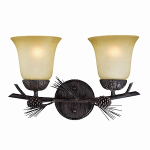 Sierra 2-Light Bathroom Light in Rustic Style 11.5 Inches Tall and 15 Inches Wide - 707913