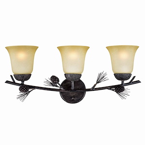 Sierra 3-Light Bathroom Light in Rustic Style 11.5 Inches Tall and 24 Inches Wide - 707912