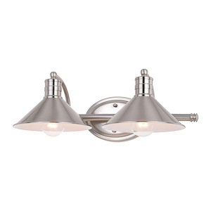 Akron 2-Light Bathroom Light in Farmhouse and Cone Style 6.25 Inches Tall and 18 Inches Wide - 1050450