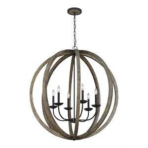 Generation Lighting-Sean Lavin-Chandelier 6 Light Steel In Transitional Style-38 Inch Wide By 40.88 Inch Tall - 1154527