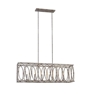 Generation Lighting-Sean Lavin-Linear Chandelier 6 Light Steel In Transitional Style-10.38 Inch Wide By 15.5 Inch Tall - 1156336
