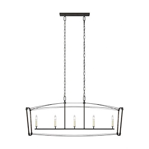 Generation Lighting-Sean Lavin-Linear Chandelier 5 Light Steel in Period Inspired Style-14 Inch Wide by 20.25 Inch Tall - 1159423