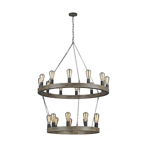 Generation Lighting-Sean Lavin-2-Tier Chandelier 21 Light Steel In Old World Style-36 Inch Wide By 48 Inch Tall - 1155538