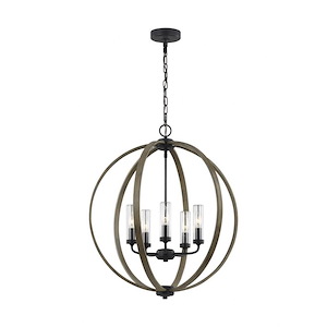 Generation Lighting-Sean Lavin-Outdoor Chandlier 5 Light Steel In Transitional Style-24 Inch Wide By 27.88 Inch Tall - 1155986