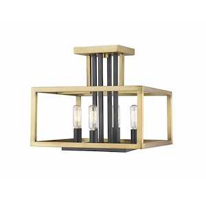 Quadra - 4 Light Semi-Flush Mount in Linear Style - 12 Inches Wide by 12 Inches High - 689130