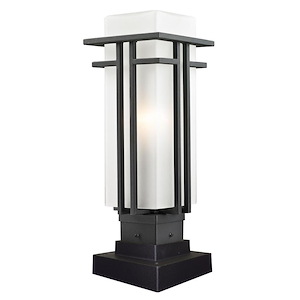 Abbey - 1 Light Outdoor Square Pier Mount Lantern in Art Deco Style - 6.63 Inches Wide by 18.25 Inches High - 402293